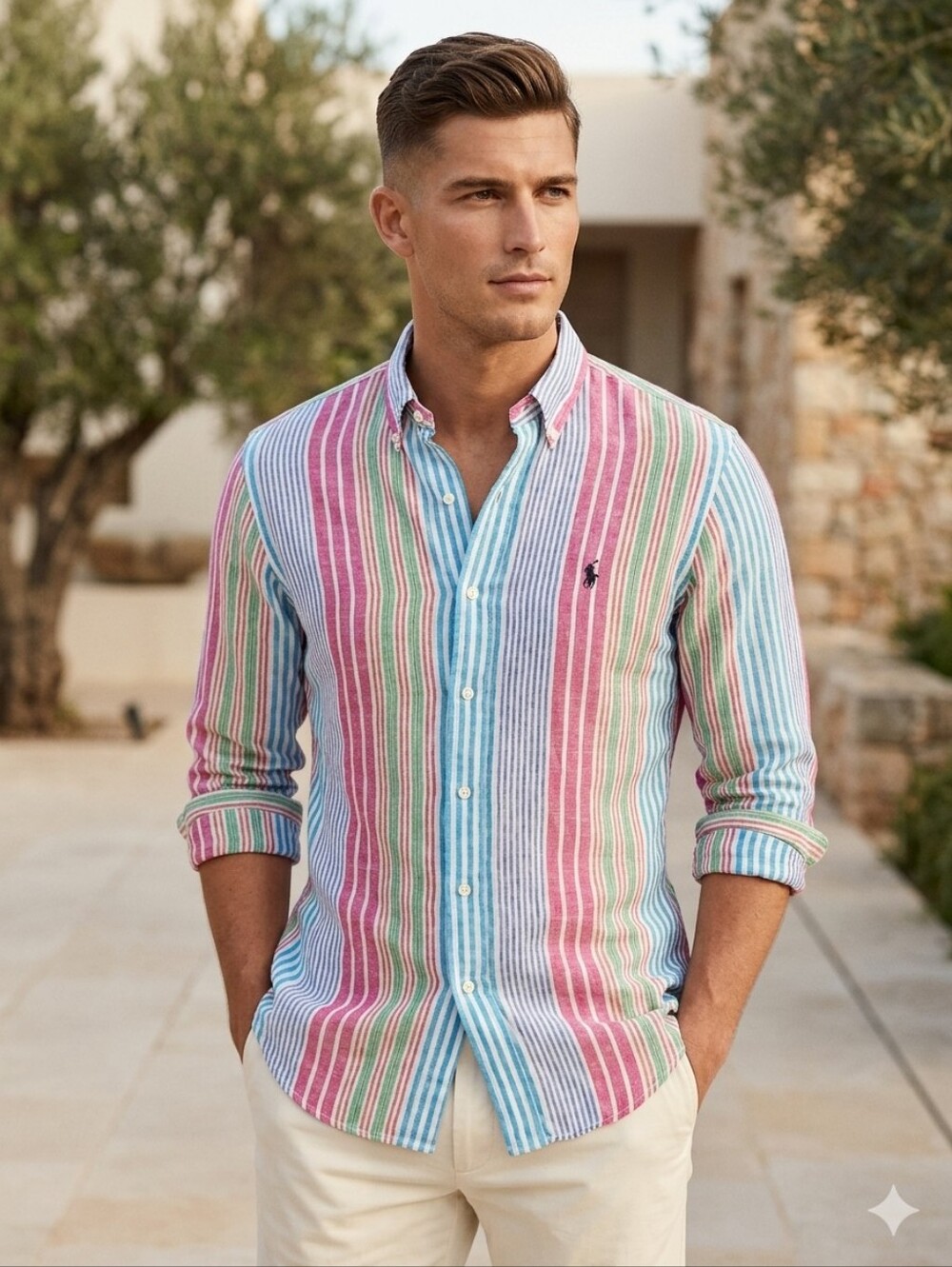 Ralph Lauren Prepster Sriped Linen Shirt M